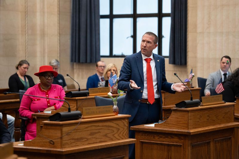 Supervisor Steve Taylor explains that the county's transit agency has lied in the past and it will take them a lot of work to regain trust, while discussing saving bus routes using courthouse redevelopment funding, at the Milwaukee County Courthouse in Milwaukee, Wisconsin, on the morning of Nov. 6, 2025.