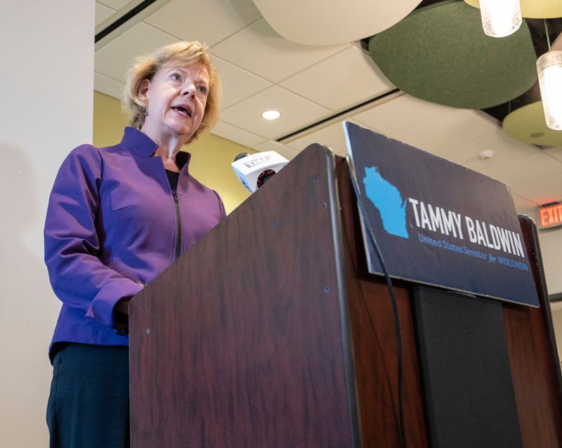 U.S. Sen. Tammy Baldwin makes remarks regarding the Affordable Care Act and impacted constituents on Wednesday November 12, 2025 at the Outreach Community Health Centers in Milwaukee, Wisconsin.