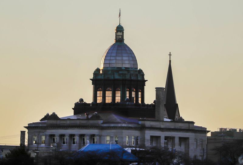 The Manitowoc County Courthouse as it appears in early morning light, Monday, November 17, 2025, in Manitowoc, Wis.