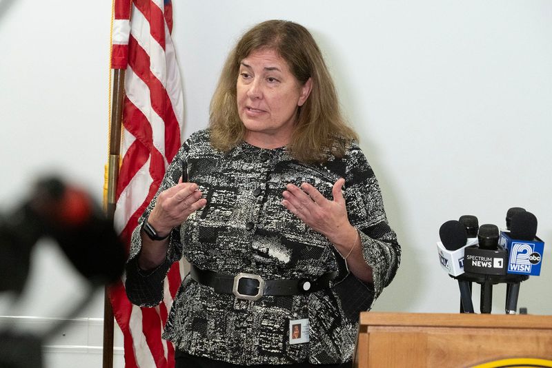 Waukesha County District Attorney Lesli Boese provides a statement during a news conference to address the case of Morgan Geyser at the Waukesha County Courthouse in Waukesha, Wisconsin on Nov. 24, 2025. Geyser, who was charged with attempted homicide at age 12 after saying she stabbed a friend to appease the fictional Slender Man, was taken into custody in Illinois a day after escaping a group home, according to the Madison Police Department.