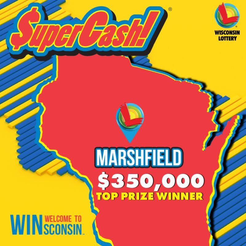 A SuperCash! player is $350,000 richer after purchasing a winning ticket in Marshfield.