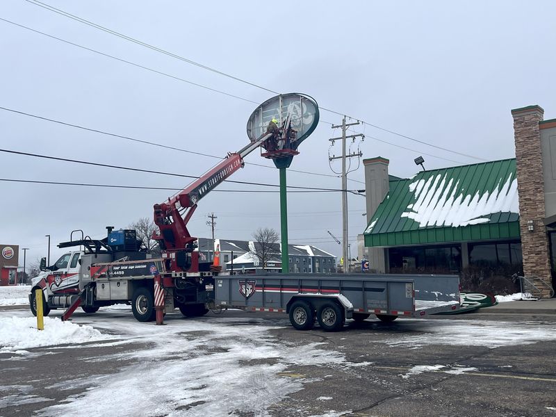 As of 8:30 a.m. Dec. 1, the Perkins sign on the building was removed and crews were removing the standing sign near the street at 143 Division St. N. in Stevens Point.