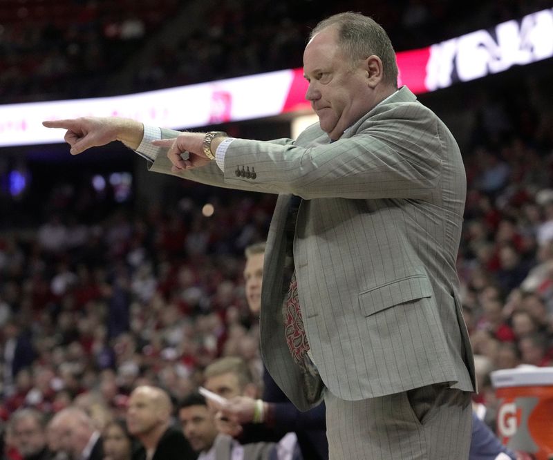 Wisconsin head coach Greg Gard is shown during the first half of their game against Northwestern Wednesday, December 3, 2025 at the Kohl Center in Madison, Wisconsin.
