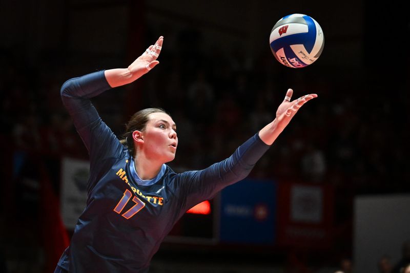 Marquette volleyball player Natalie Ring is shown in a spring 2025 match.