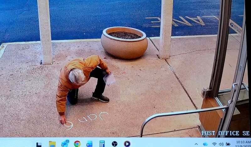 Surveillance video is show as evidence of Jim Brownlow writing in front of the Muskego Post Office, during his trial in municipal court at Muskego City Hall in Muskego, Wisconsin on Dec. 8, 2025.