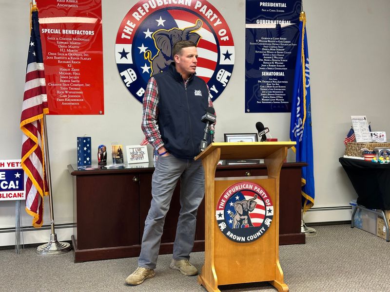 Josh Schoemann, Republican candidate for governor of Wisconsin, at the Republican Party of Brown County headquarters in Bellevue