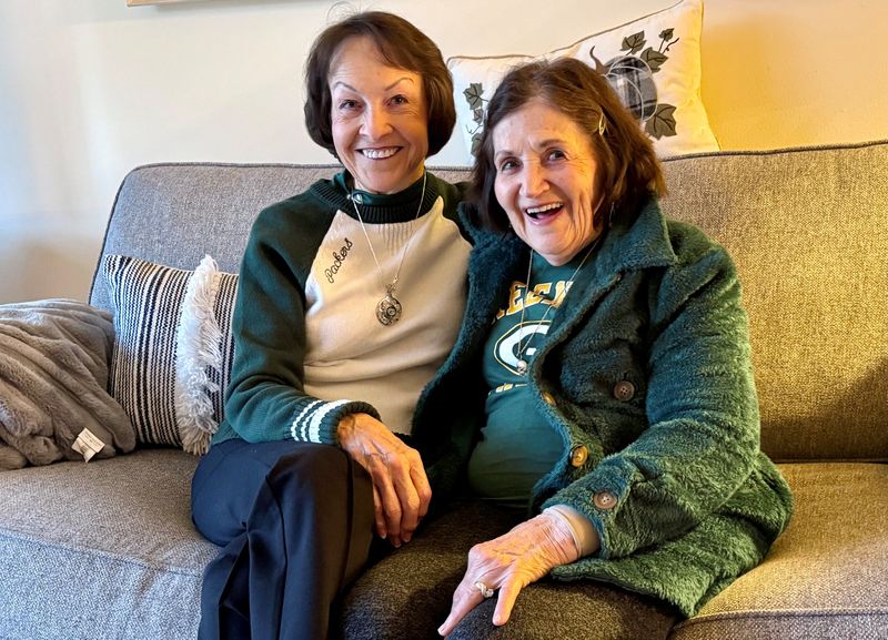 Judy Walters of Bellevue, left, and Ellen Olson of Allouez were among the original Packerettes who performed during halftime of Green Bay Packers games at City Stadium in the 1950s. The two have been best friends since elementary school, and at 85, they still never miss a chance to cheer for the Packers.