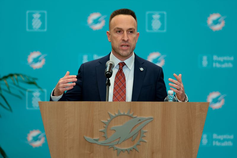 Former Green Bay Packers defensive coordinator Jeff Hafley is introduced as the Miami Dolphins' new head coach on Jan. 22.
