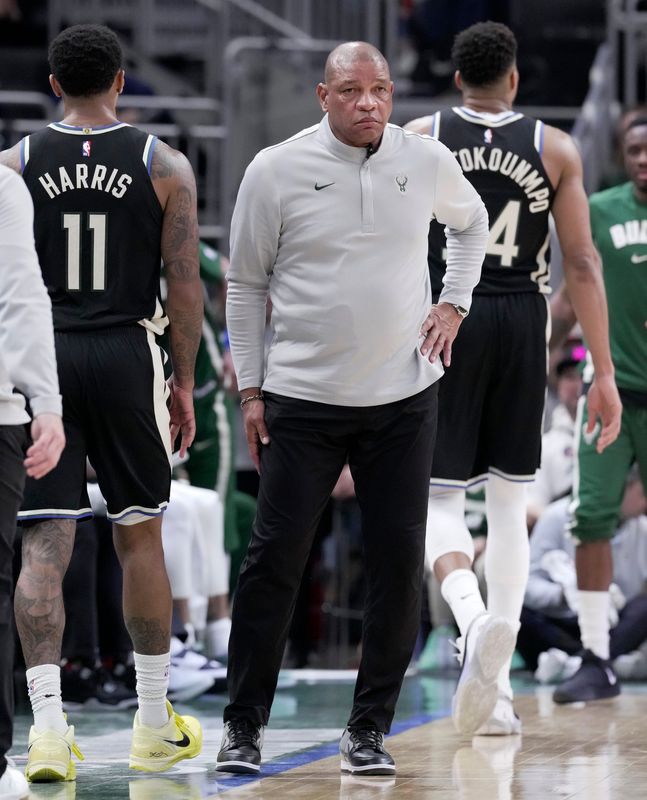 Milwaukee Bucks head coach Doc Rivers appears to be leaving the bench.