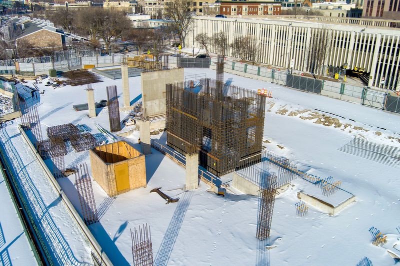 Downtown Milwaukee's halted Edison apartment high-rise site at 1005 N. Edison St. in Milwaukee, on Feb. 3, 2026.