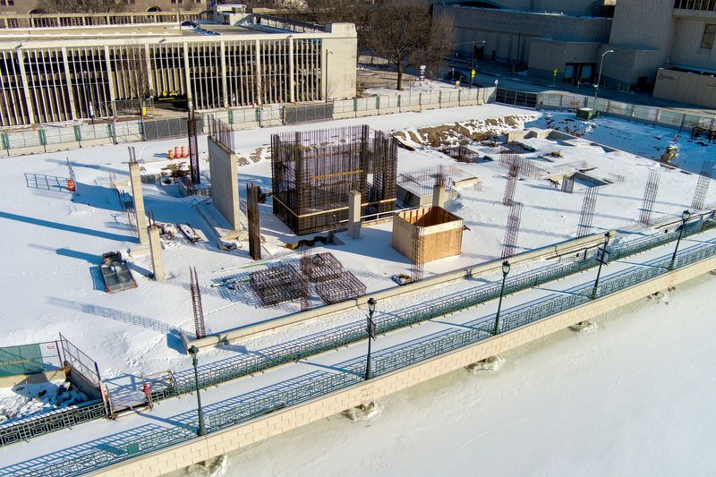 Downtown Milwaukee's halted Edison apartment high-rise site at 1005 N. Edison St. in Milwaukee, on Feb. 3, 2026.