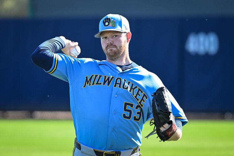 With more than seven years of MLB service time, Brewers pitcher Brandon Woodruff is the senior member of the starting staff.