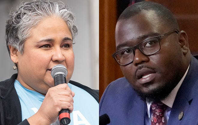 Milwaukee Common Council members JoCasta Zamarripa and Mark Chambers.