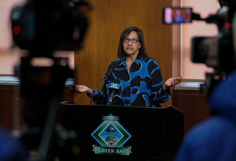Green Bay City Clerk Celestine Jeffreys provides an update on the spring election primary during a press conference on Tuesday, February 17, 2026, at City Hall in Green Bay, Wis. 
Tork Mason/USA TODAY NETWORK-Wisconsin