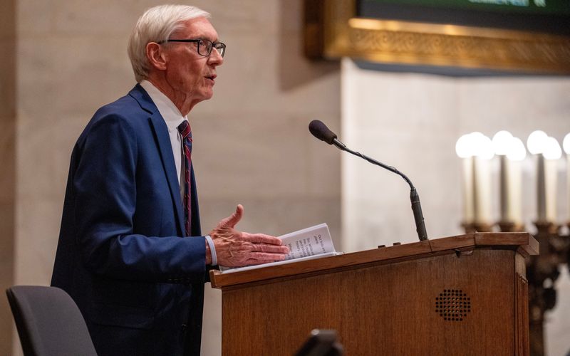 Gov. Tony Evers delivers his final State of the State address Tuesday, February 17, 2026 at the Capitol in Madison, Wisconsin.