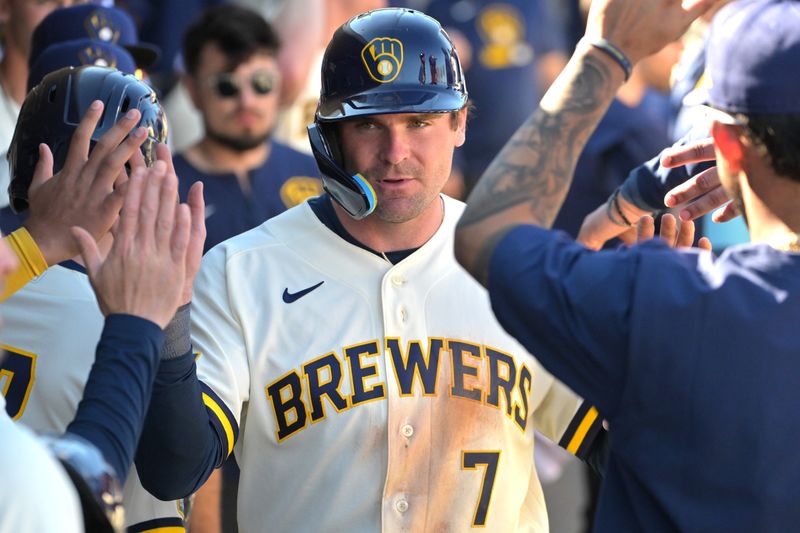 Tyler Black had a big afternoon for the Brewers as he went 3 for 3 with a home run and six RBI in a Cactus League victory over the Athletics on Tuesday, Feb. 24 at Hohokam Stadium in Mesa, Arizona,