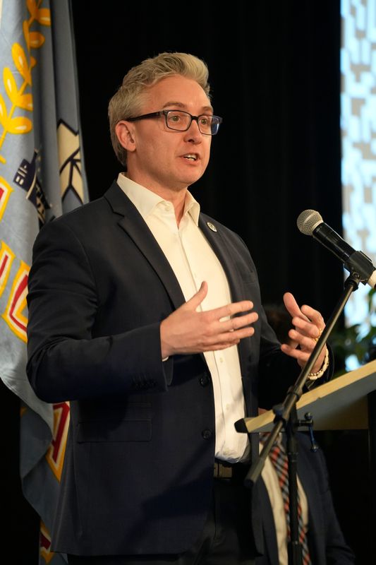 Ald. Peter Burgelis speaks at a public meeting where local officials shared best practices when it comes with dealing with ICE presence on Wednesday, Feb. 25, 2026 at Alverno College.