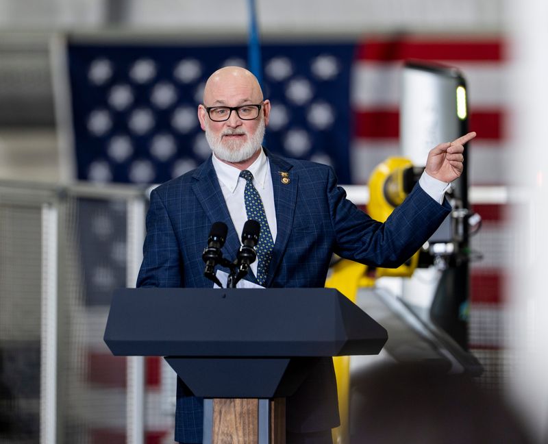 U.S. Rep. Derrick Van Orden, Wisconsin Republican, makes remarks as Vice President JD Vance is scheduled to speak at Pointe Precision on Feb. 26, 2026, in Plover, Wisconsin.