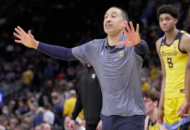 Marquette head coach Shaka Smart is shown during the second half of their game Sunday, March 1, 2026 at Fiserv Forum in Milwaukee, Wisconsin. DePaul beat Marquette 62-51.
