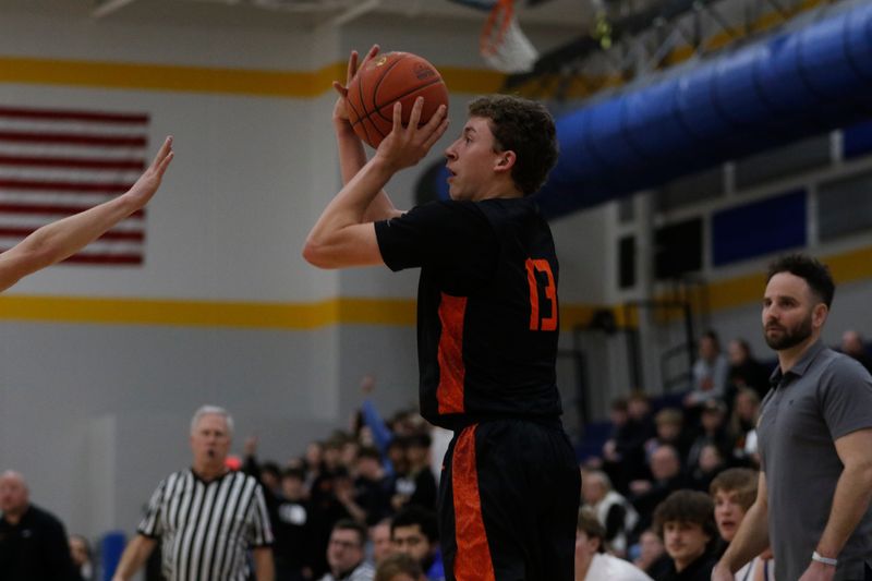 North Fond du Lac's Drew Stettbacher takes a shot against Campbellsport at Campbellsport High School on Tuesday, March 3, 2026. Campbellsport defeated North Fond du Lac 75-43.