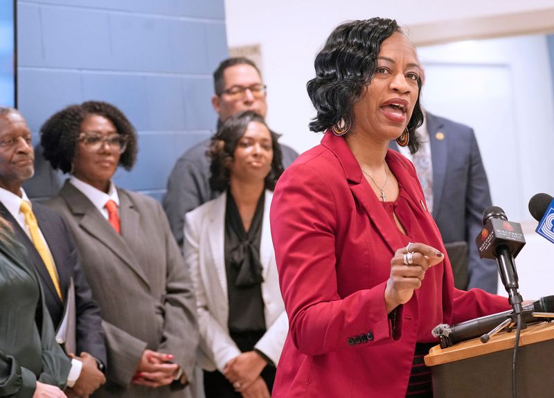 Ald. Sharlen Moore speaks at the opening of the new Milwaukee County Center for Youth on Thursday, March 5, 2026 at 10201 W. Watertown Plank Road, in Milwaukee, Wisconsin. The new juvenile correctional facility will serve up to 32 young people at a time in a treatment-oriented secure residential setting designed to foster growth, accountability, and successful reintegration into the community.