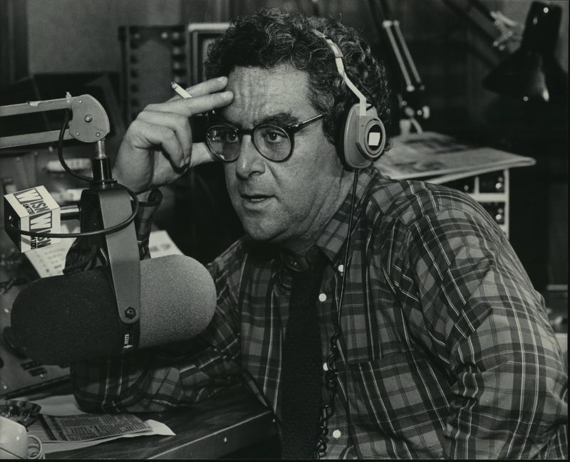 Dave Begel, a journalist, columnist and commentator, was a well-known figure in the Milwaukee media scene throughout his career. He is pictured here in 1985 recording a radio show.