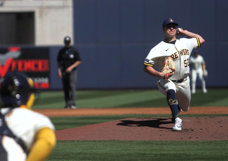 Milwaukee Brewers pitcher Kyle Harrison throws a pitch against the Seattle Mariners on March 8 at American Family Fields of Phoenix.