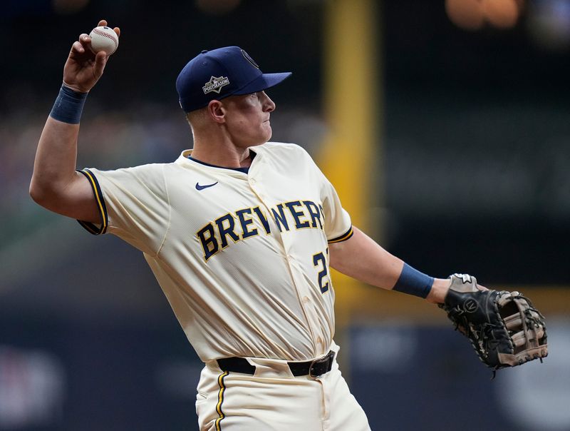 First baseman Andrew Vaughn managed to not only rediscover his potential as a hitter in his short time with the Brewers, he also has become much stronger on defense.