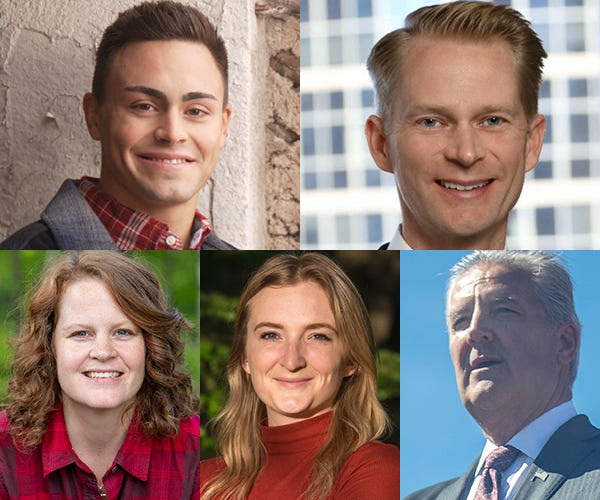 (Clockwise from upper left) Michael Alfonso, Paul Wassgren, Kevin Hermenning, Nina Baum and Jessi Ebben are Republicans running in primary for Wisconsin's 7th Congressional District.