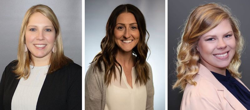 Pictured from left, Brenda Haese, Alyssa Pethan and Abby Krause earned promotions at Manitowoc-based Bank First.