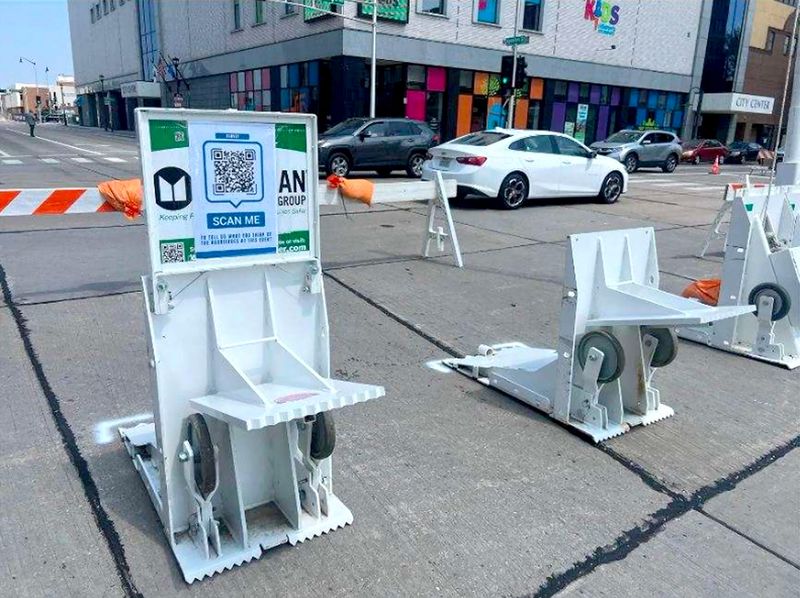 Appleton tests Meridian barriers at the intersection of Appleton Street and College Avenue.