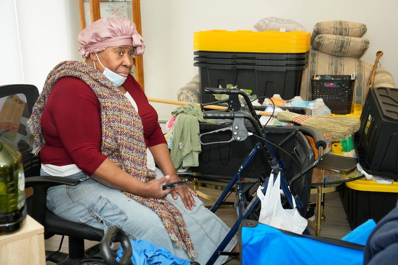 Karen Davis talks about the living conditions at her unit at Sycamore Place Apartments on Wednesday, April 8, 2026, Milwaukee, Wisconsin.