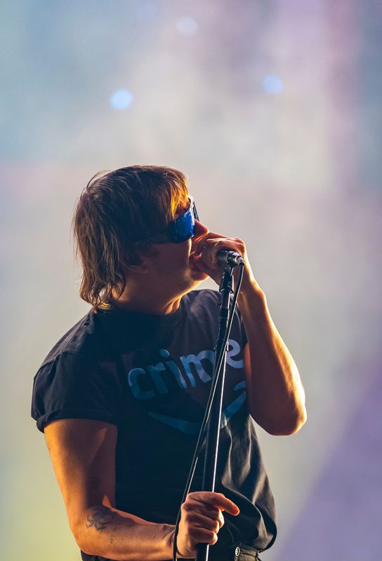 Julian Casablancas of The Strokes sings "Bad Decisions" on the Coachella stage during Weekend 1 of the Coachella Valley Music and Arts Festival in Indio, Calif., Saturday, April 11, 2026.