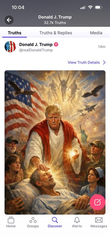 Screenshot of an AI-generated image President Donald Trump posted on his social media account.