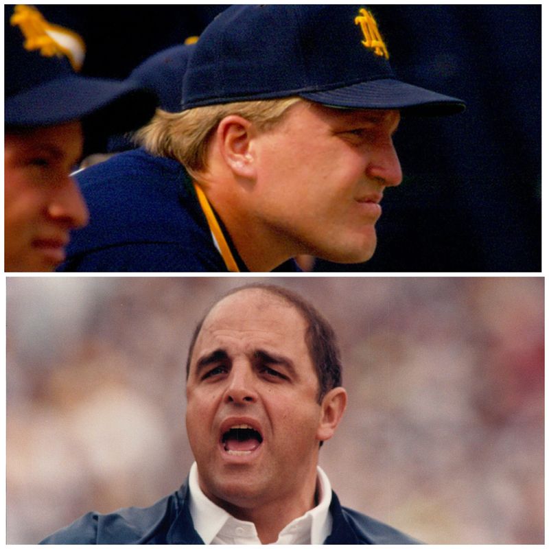 Pat Murphy (top) and Barry Alvarez both carved out roles as influential coaches in Wisconsin sports after spending time together at Notre Dame in the late 1980s.
