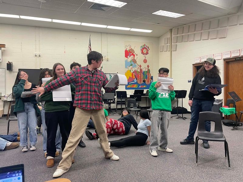 Appleton East High School students rehearse a scene from the production of “Crush,” open to the public April 23-25 at the school.