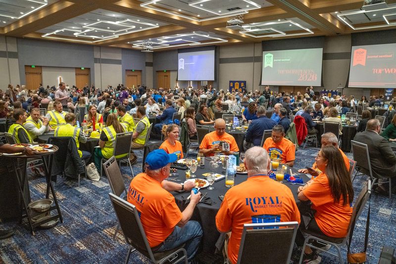 Employees attend the celebration of southeast Wisconsin’s 2026 Top Workplaces in Brookfield, on April 16, 2026. More than 700 business leaders gathered as 164 companies were recognized in the 17th year of the Milwaukee Journal Sentinel–sponsored program, with winners selected in partnership with research firm Energage.