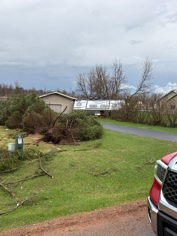 About 75 homes were damaged or destroyed when an unconfirmed tornado hit the Marathon County town of Ringle about 5 p.m. Friday, April 17.