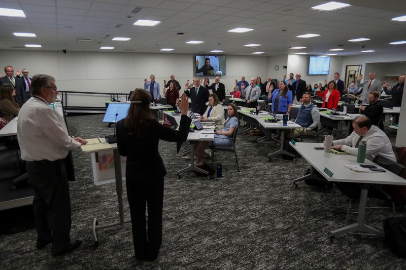 Incumbent members are sworn in for their new terms during a Brown County Board of Supervisors meeting on Tuesday, April 21, 2026, at the Brown County Central Library in Green Bay, Wis. 
Tork Mason/USA TODAY NETWORK-Wisconsin