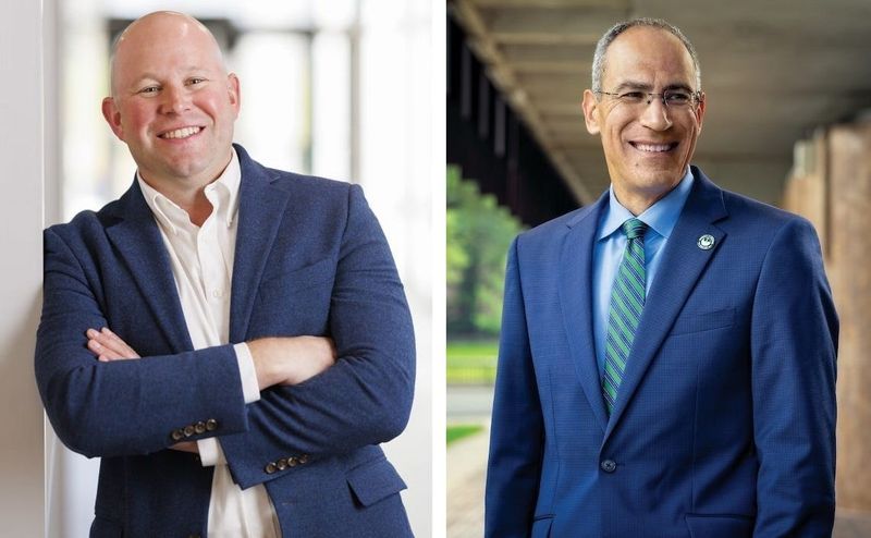 Paul Carlsen (left) is president of Lakeshore College and Michael Alexander is chancellor of University of Wisconsin-Green Bay.