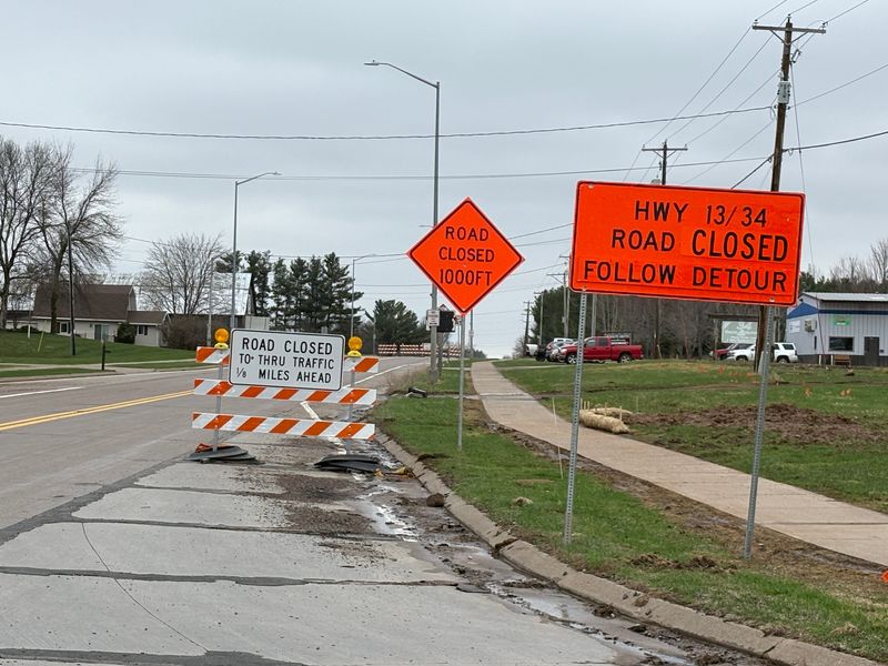State 13/34 is closed for a road construction project from Second Street North to Portage County P in Rudolph until November 2026. Crews will replace asphalt, culverts and guard rails as well as perform bridge improvements in the project area, according to the Wisconsin Department of Transportation.