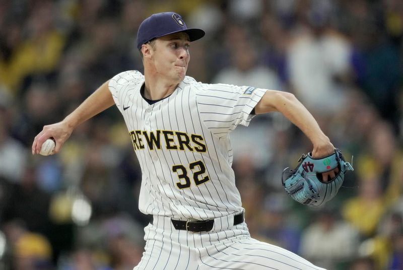 Milwaukee Brewers pitcher Jacob Misiorowski (32) throws during the first inning of their game against the Pittsburgh Pirates Saturday, April 25, 2026 at American Family Field in Milwaukee, Wisconsin.