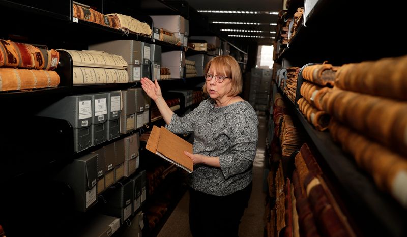 Deb Anderson, University of Wisconsin-Green Bay Archives coordinator, talks on April 28, 2026, about the various northeast Wisconsin records available on campus in Green Bay, Wis.