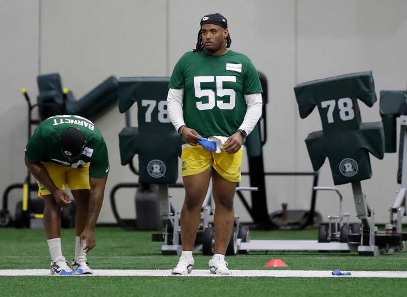 Green Bay Packers Chris McClellan (55) during rookie minicamp Friday, May 1 2026, at the Don Hutson Center in Green Bay, Wisconsin. 

Dan Powers/USA TODAY NETWORK-Wisconsin