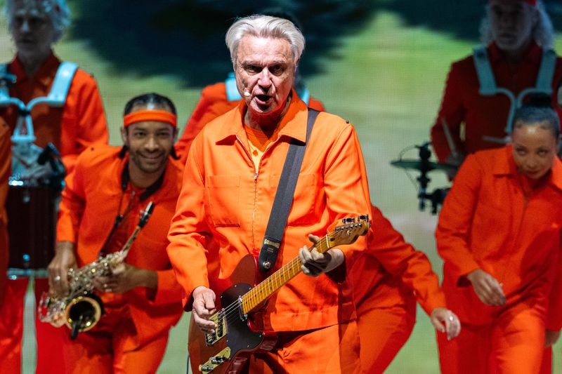 David Byrne performs at a sold-out Miller High Life Theatre in Milwaukee on Sunday, May 3, 2026.