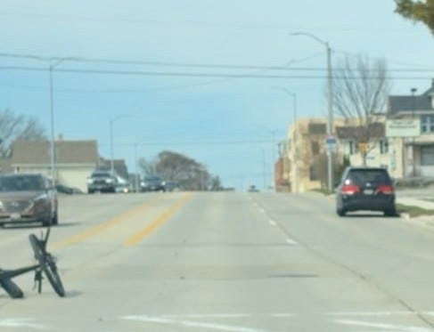 Sheboygan police shared this image after a child riding a bike was struck by a minivan April 20 at North 14th Street and St. Clair Avenue.