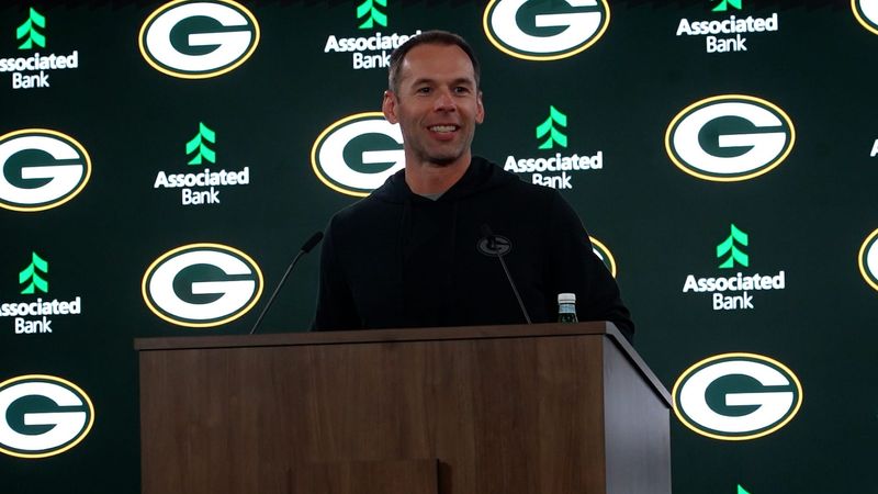 Green Bay Packers defensive coordinator Jonathan Gannon meets with the media May 4 at Lambeau Field.