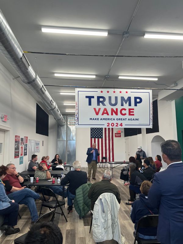 Brian Schimming, the state chairman of the Republican Party of Wisconsin, speaks in favor of U.S. Rep. Tom Tiffany, who is running for governor, during the Wisconsin GOP Hispanic Community Center’s Cinco de Mayo celebration on May 5, 2026.