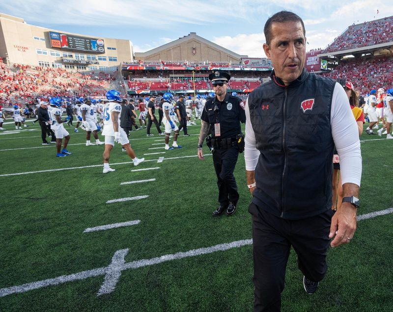 Wisconsin head coach Luke Fickell leaves the field after their game Saturday, September 2, 2023 at Camp Randall Stadium in Madison, Wis. Wisconsin beat Buffalo 38-17.
