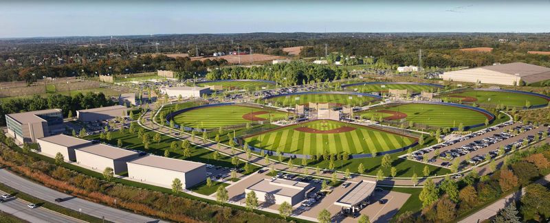 A new rendering shows the Breck Athletic Complex, planned for a 150-acre area east of Highway 164, bordered by Town Line Road on the north and Skyline Avenue on the south. A builder has been selected, though only the first of eight phases has been approved by the Village of Big Bend.